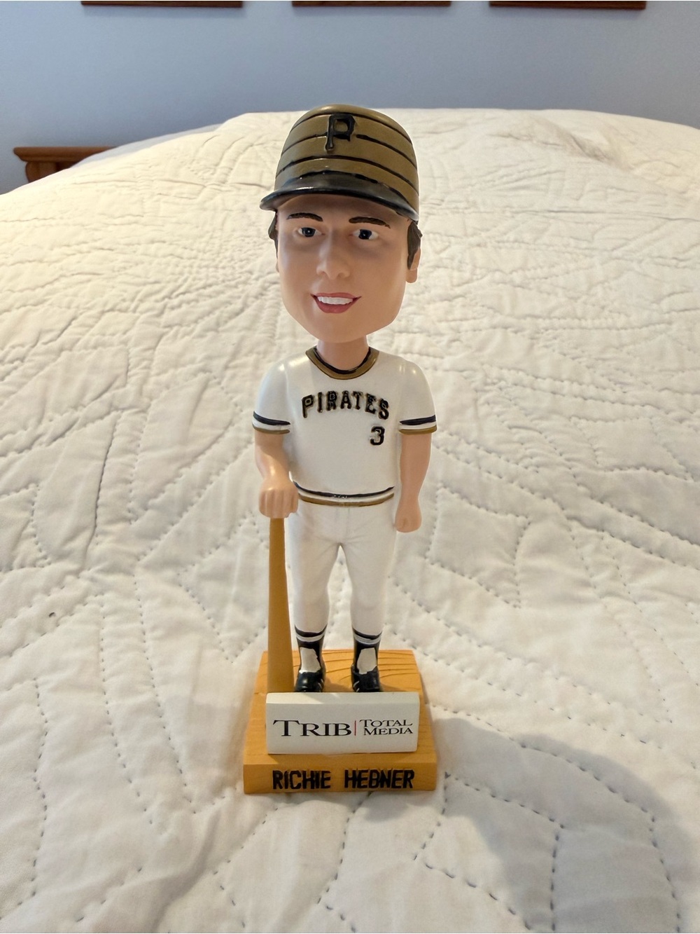Pirates White and Gold Baseball Player Bobblehead - Richie Hebner